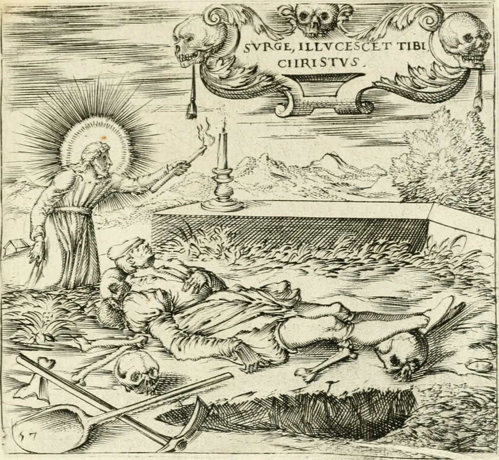 An illustration from Georgiae Montaneae, nobilis Gallae, Emblematvm Christianorvm centvria : cum eorundem Latina interpretatione = Cent emblemes chrestiens, 1584, leaf 246