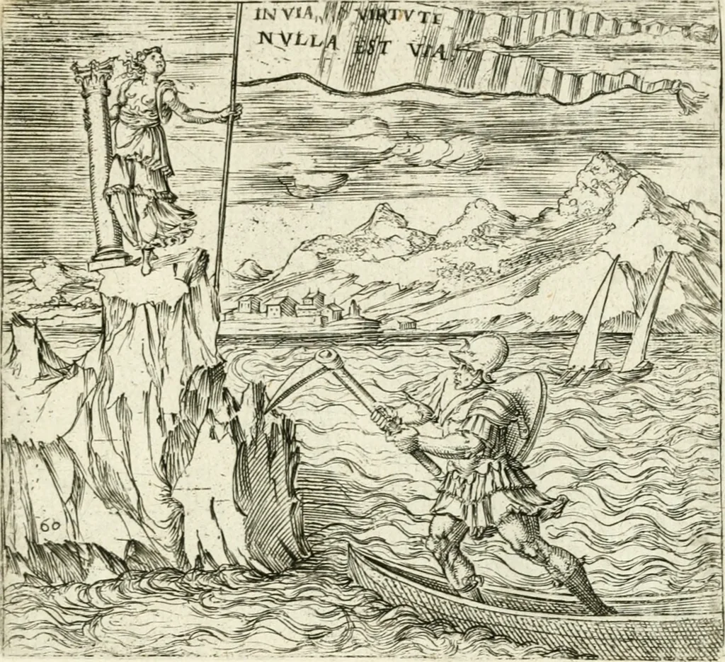 An illustration from Georgiae Montaneae, nobilis Gallae, Emblematvm Christianorvm centvria : cum eorundem Latina interpretatione = Cent emblemes chrestiens, 1584, leaf 258