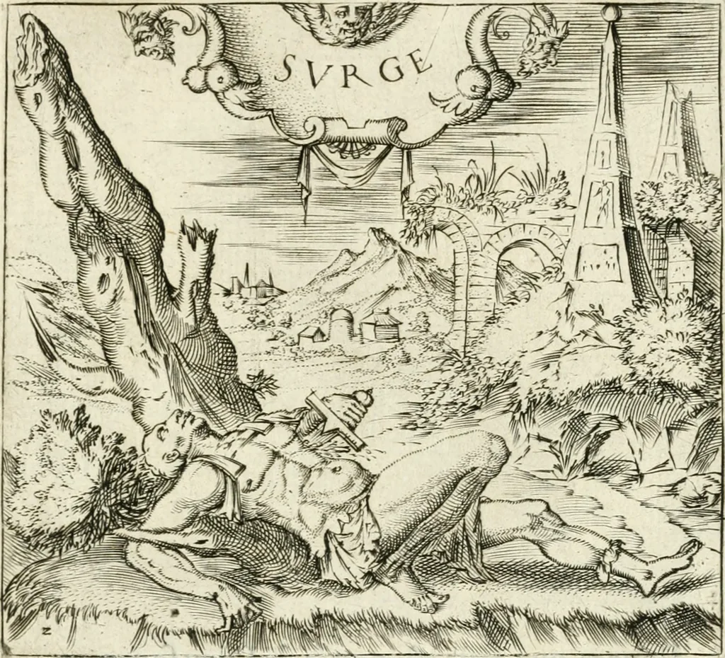 An illustration from Georgiae Montaneae, nobilis Gallae, Emblematvm Christianorvm centvria : cum eorundem Latina interpretatione = Cent emblemes chrestiens, 1584, leaf 26