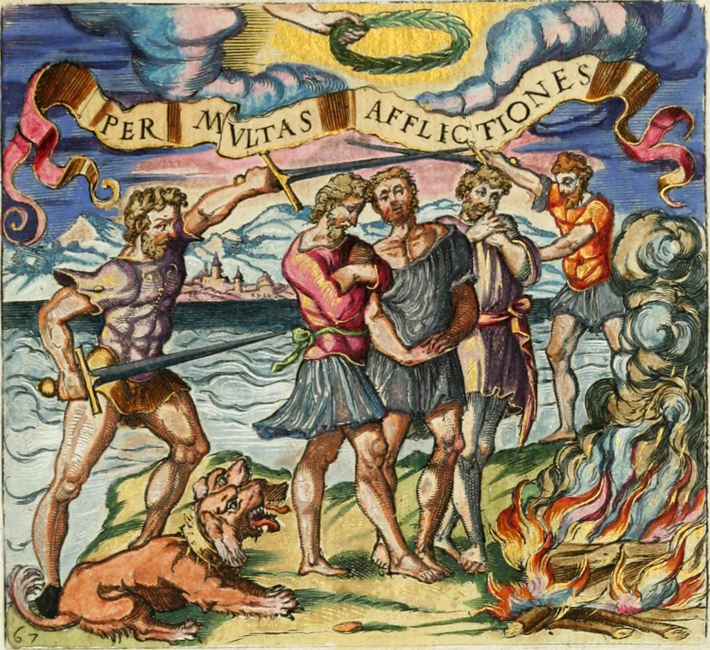 An illustration from Georgiae Montaneae, nobilis Gallae, Emblematvm Christianorvm centvria : cum eorundem Latina interpretatione = Cent emblemes chrestiens, 1584, leaf 286