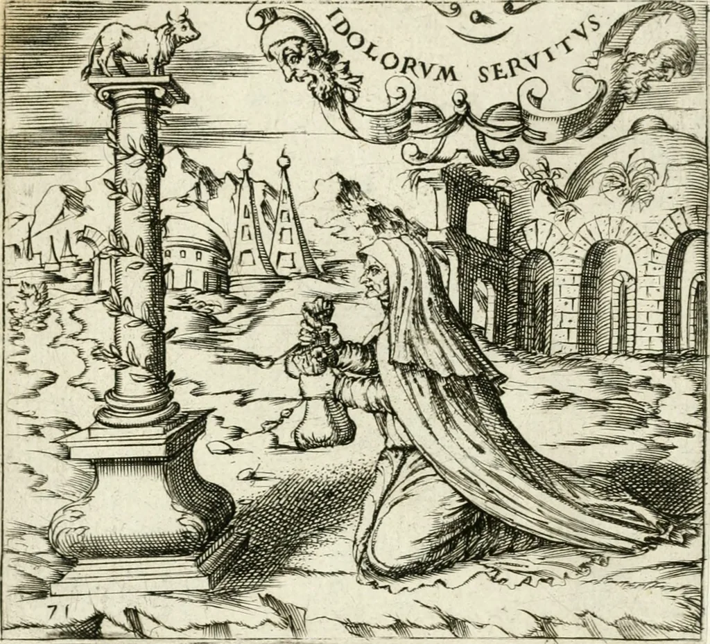 An illustration from Georgiae Montaneae, nobilis Gallae, Emblematvm Christianorvm centvria : cum eorundem Latina interpretatione = Cent emblemes chrestiens, 1584, leaf 302