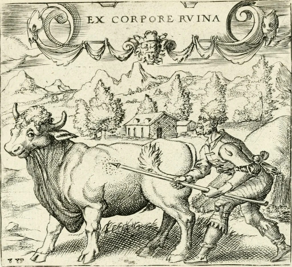 An illustration from Georgiae Montaneae, nobilis Gallae, Emblematvm Christianorvm centvria : cum eorundem Latina interpretatione = Cent emblemes chrestiens, 1584, leaf 370