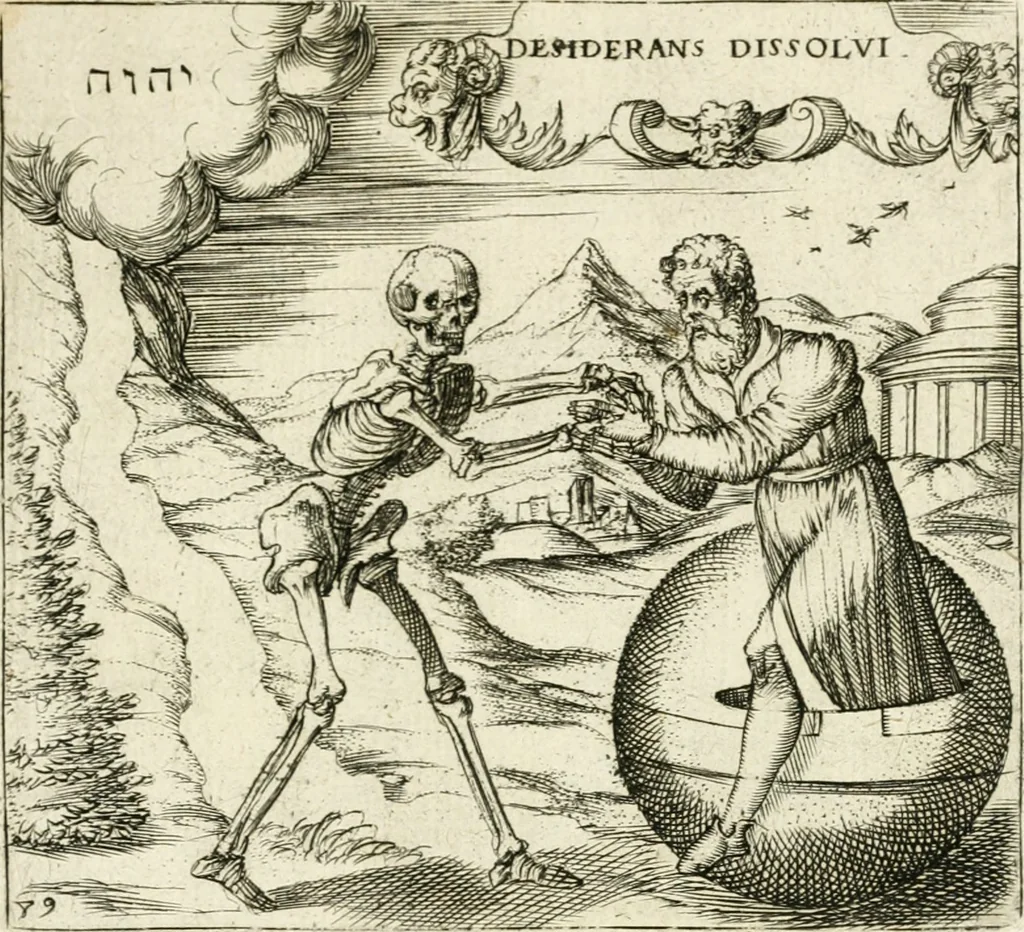 An illustration from Georgiae Montaneae, nobilis Gallae, Emblematvm Christianorvm centvria : cum eorundem Latina interpretatione = Cent emblemes chrestiens, 1584, leaf 374