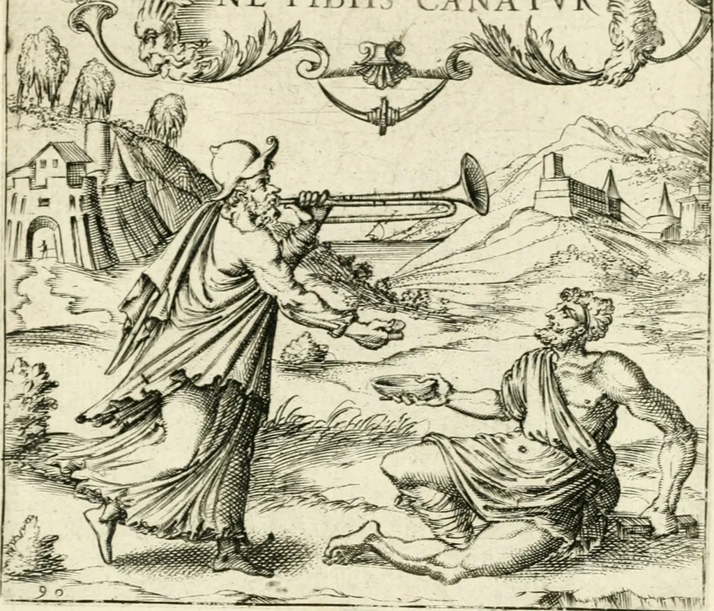 An illustration from Georgiae Montaneae, nobilis Gallae, Emblematvm Christianorvm centvria : cum eorundem Latina interpretatione = Cent emblemes chrestiens, 1584, leaf 378