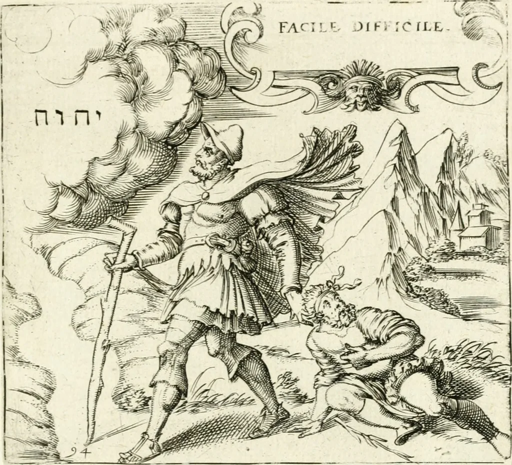 An illustration from Georgiae Montaneae, nobilis Gallae, Emblematvm Christianorvm centvria : cum eorundem Latina interpretatione = Cent emblemes chrestiens, 1584, leaf 394