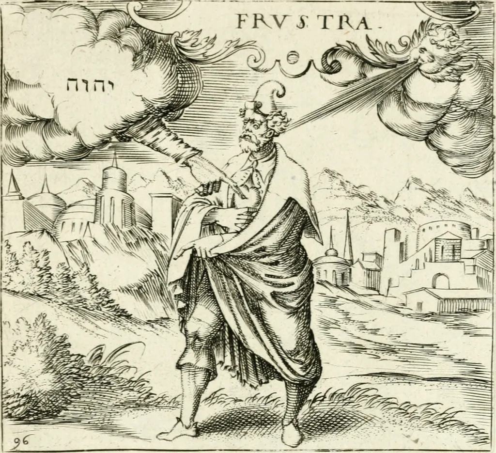 An illustration from Georgiae Montaneae, nobilis Gallae, Emblematvm Christianorvm centvria : cum eorundem Latina interpretatione = Cent emblemes chrestiens, 1584, leaf 402