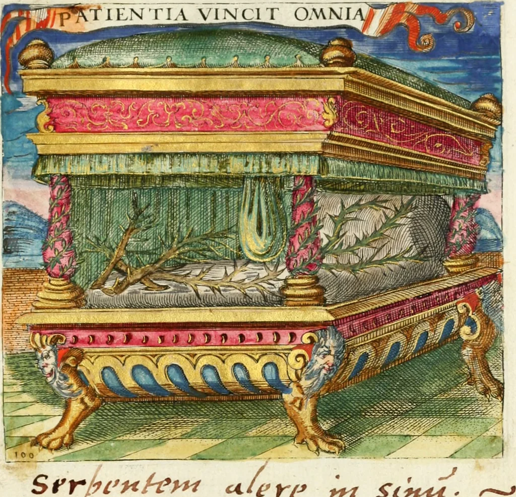 An illustration from Georgiae Montaneae, nobilis Gallae, Emblematvm Christianorvm centvria : cum eorundem Latina interpretatione = Cent emblemes chrestiens, 1584, leaf 418