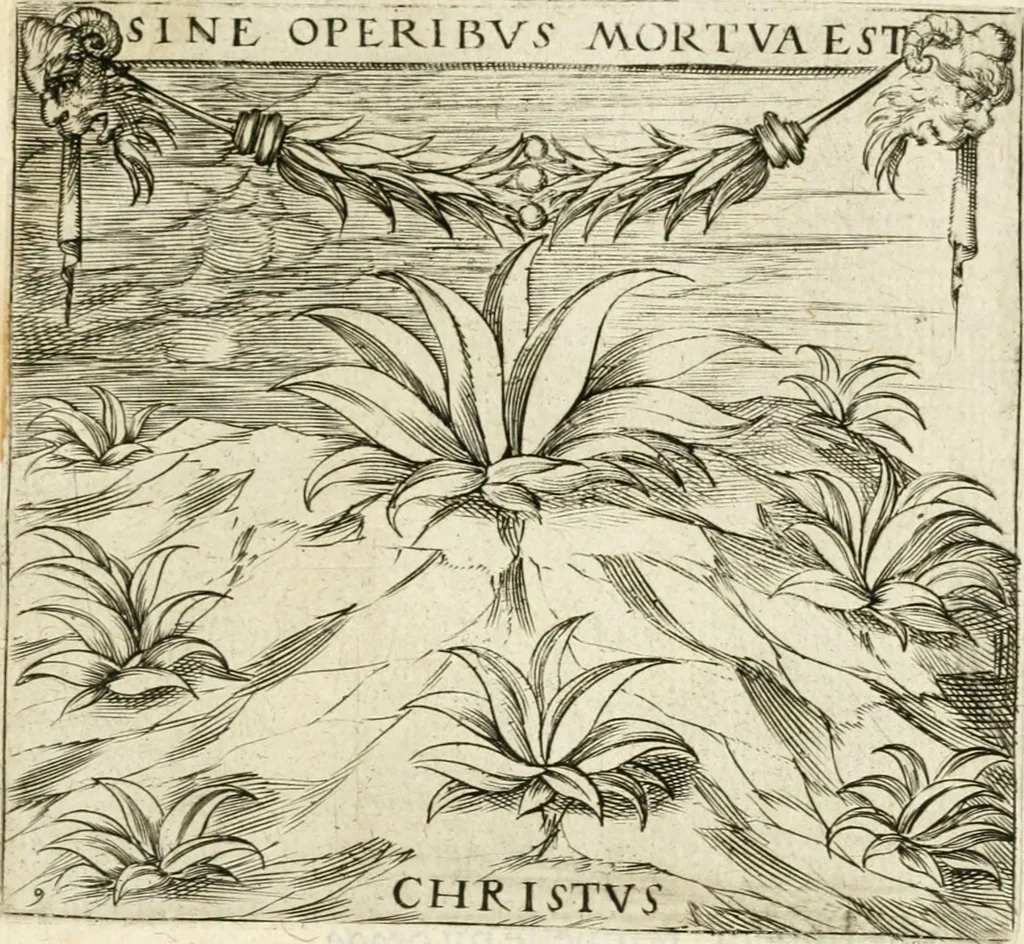 An illustration from Georgiae Montaneae, nobilis Gallae, Emblematvm Christianorvm centvria : cum eorundem Latina interpretatione = Cent emblemes chrestiens, 1584, leaf 54