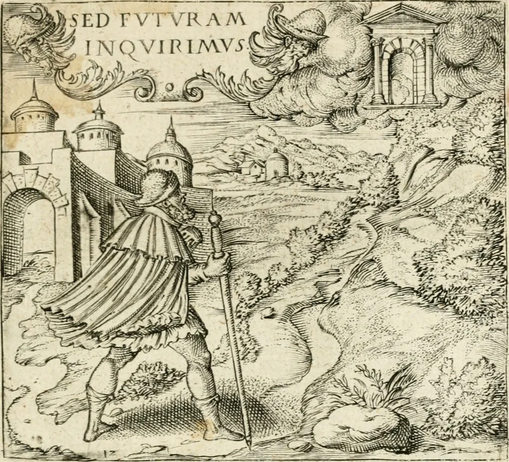 An illustration from Georgiae Montaneae, nobilis Gallae, Emblematvm Christianorvm centvria : cum eorundem Latina interpretatione = Cent emblemes chrestiens, 1584, leaf 66