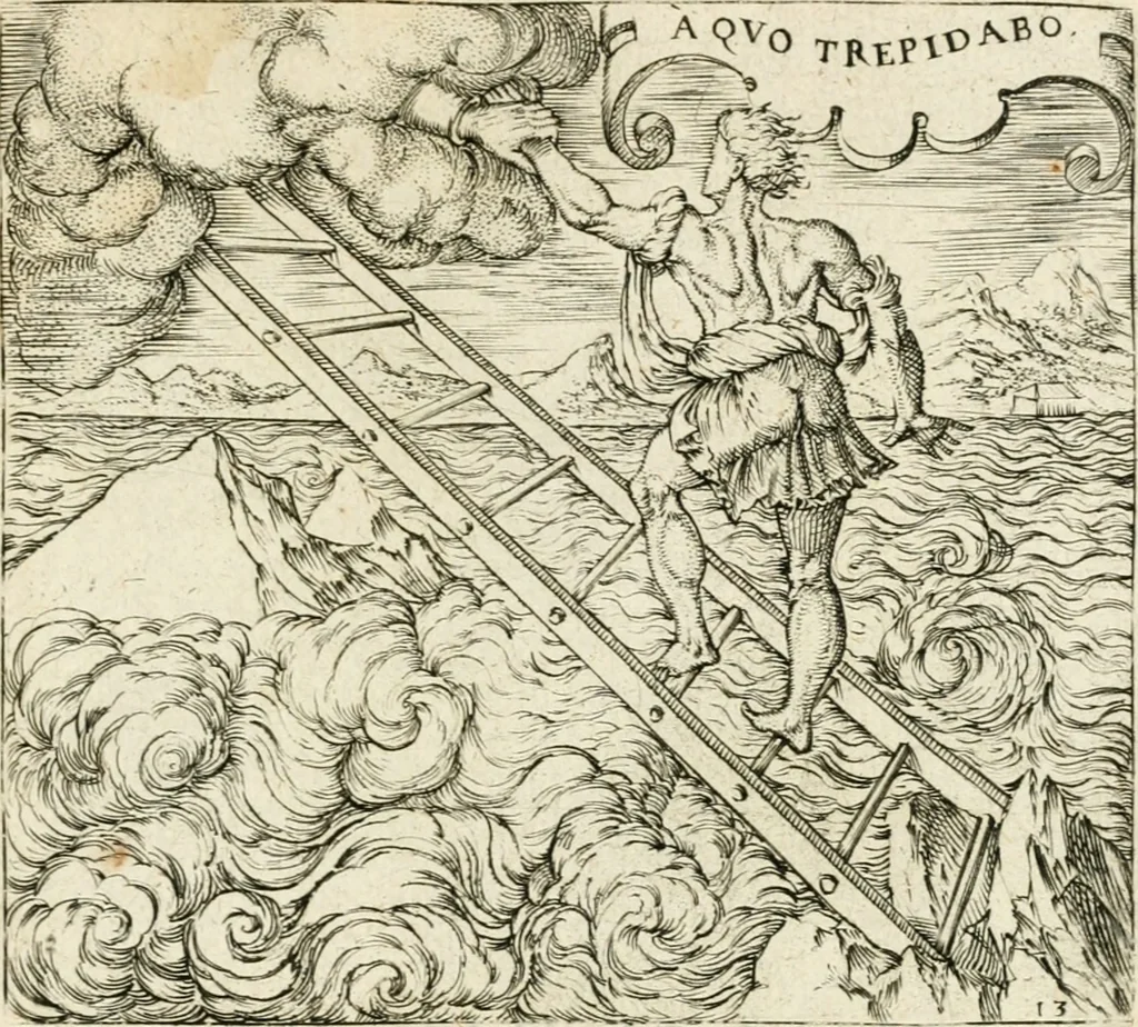 An illustration from Georgiae Montaneae, nobilis Gallae, Emblematvm Christianorvm centvria : cum eorundem Latina interpretatione = Cent emblemes chrestiens, 1584, leaf 70