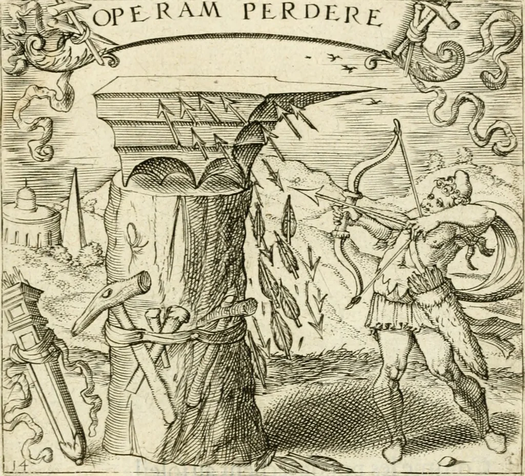 An illustration from Georgiae Montaneae, nobilis Gallae, Emblematvm Christianorvm centvria : cum eorundem Latina interpretatione = Cent emblemes chrestiens, 1584, leaf 74