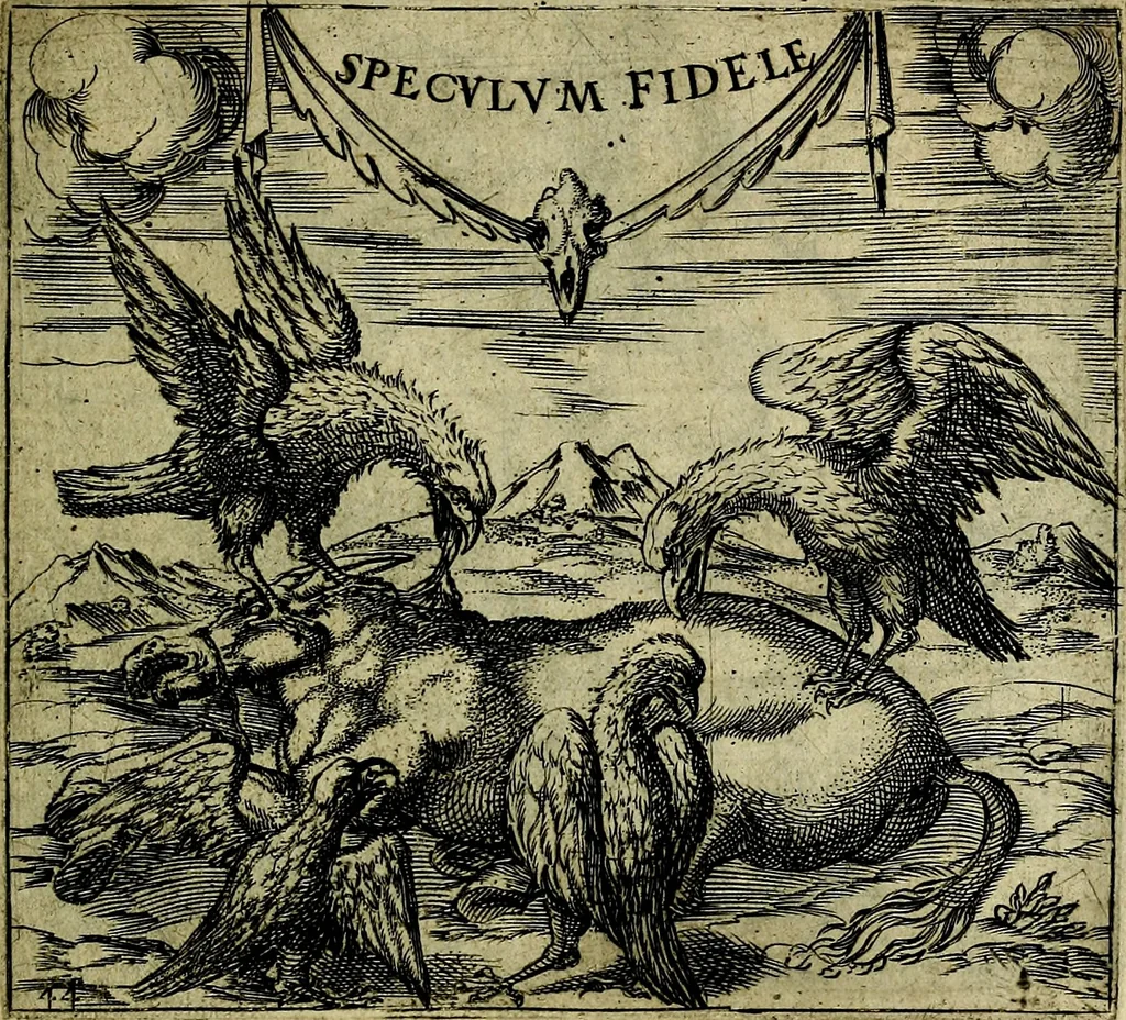 An illustration from Georgiae Montaneae, nobilis Gallae, Emblematum christianorum centuria : cum eorundem latina interpretatione = Cent emblemes chrestiens, 1584, leaf 102