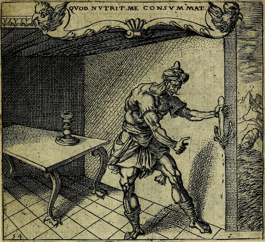 An illustration from Georgiae Montaneae, nobilis Gallae, Emblematum christianorum centuria : cum eorundem latina interpretatione = Cent emblemes chrestiens, 1584, leaf 118