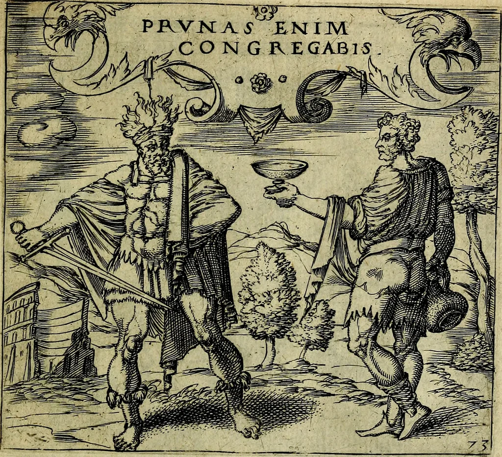 An illustration from Georgiae Montaneae, nobilis Gallae, Emblematum christianorum centuria : cum eorundem latina interpretatione = Cent emblemes chrestiens, 1584, leaf 156