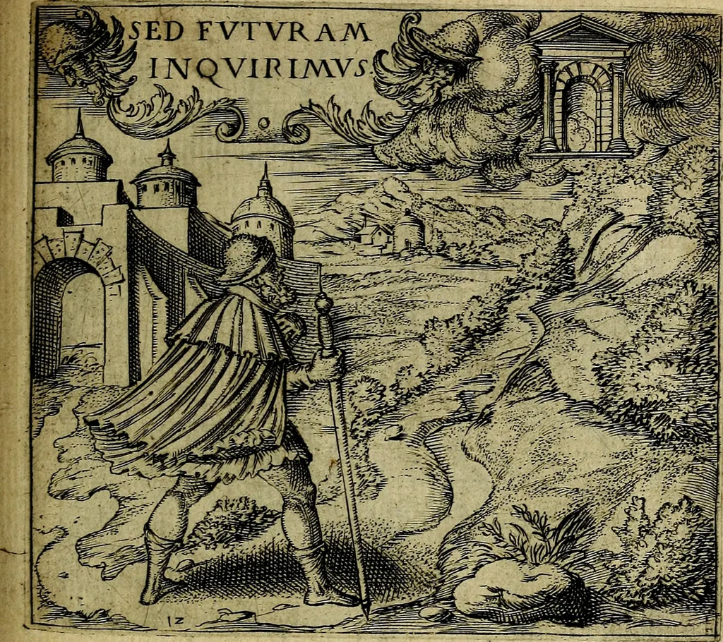 An illustration from Georgiae Montaneae, nobilis Gallae, Emblematum christianorum centuria : cum eorundem latina interpretatione = Cent emblemes chrestiens, 1584, leaf 40