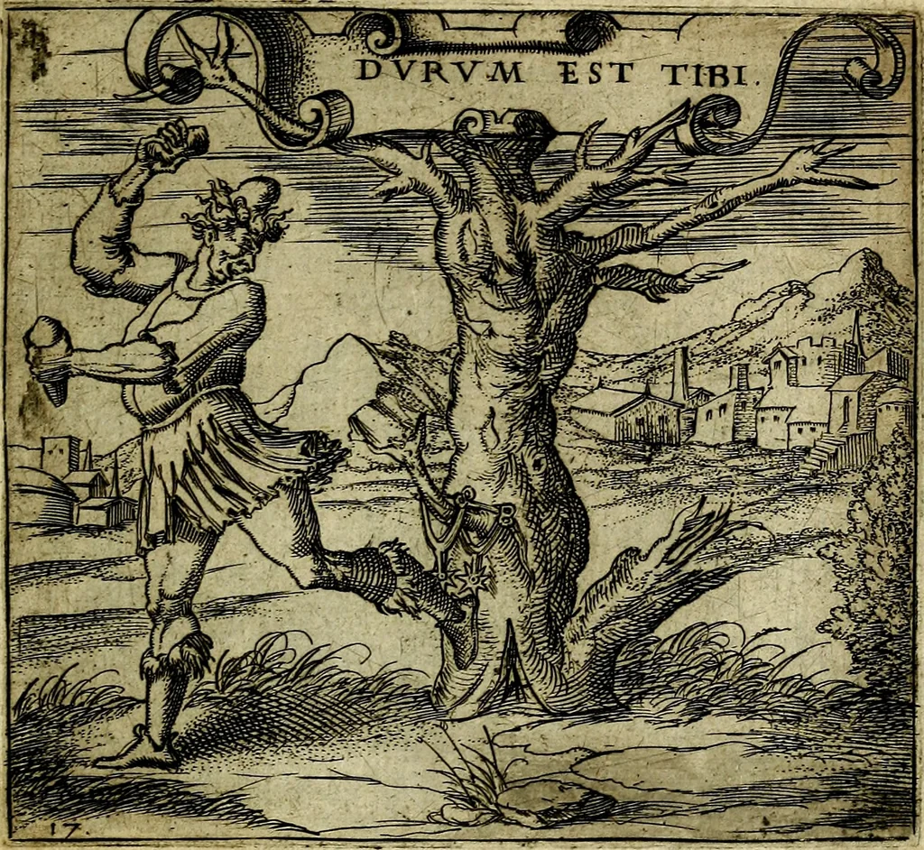 An illustration from Georgiae Montaneae, nobilis Gallae, Emblematum christianorum centuria : cum eorundem latina interpretatione = Cent emblemes chrestiens, 1584, leaf 50