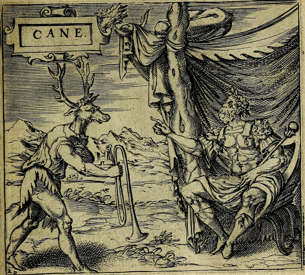 An illustration from Georgiae Montaneae, nobilis Gallae, Emblematum christianorum centuria : cum eorundem latina interpretatione = Cent emblemes chrestiens, 1584, leaf 56