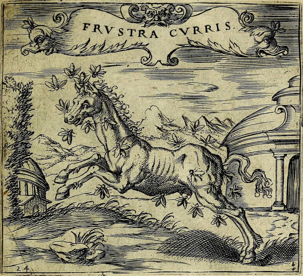 An illustration from Georgiae Montaneae, nobilis Gallae, Emblematum christianorum centuria : cum eorundem latina interpretatione = Cent emblemes chrestiens, 1584, leaf 64