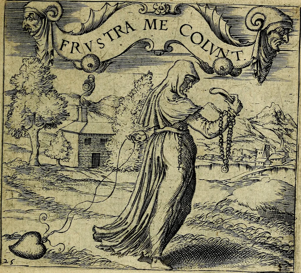 An illustration from Georgiae Montaneae, nobilis Gallae, Emblematum christianorum centuria : cum eorundem latina interpretatione = Cent emblemes chrestiens, 1584, leaf 66