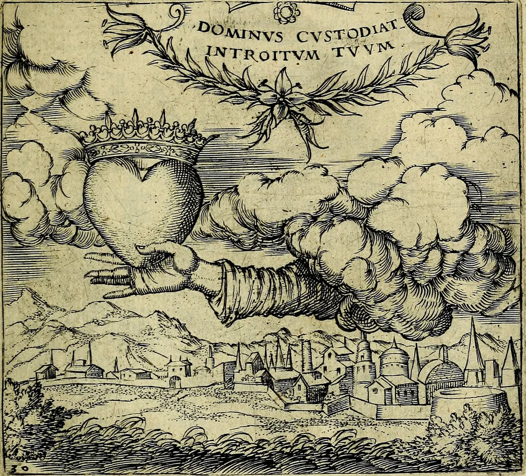 An illustration from Georgiae Montaneae, nobilis Gallae, Emblematum christianorum centuria : cum eorundem latina interpretatione = Cent emblemes chrestiens, 1584, leaf 76