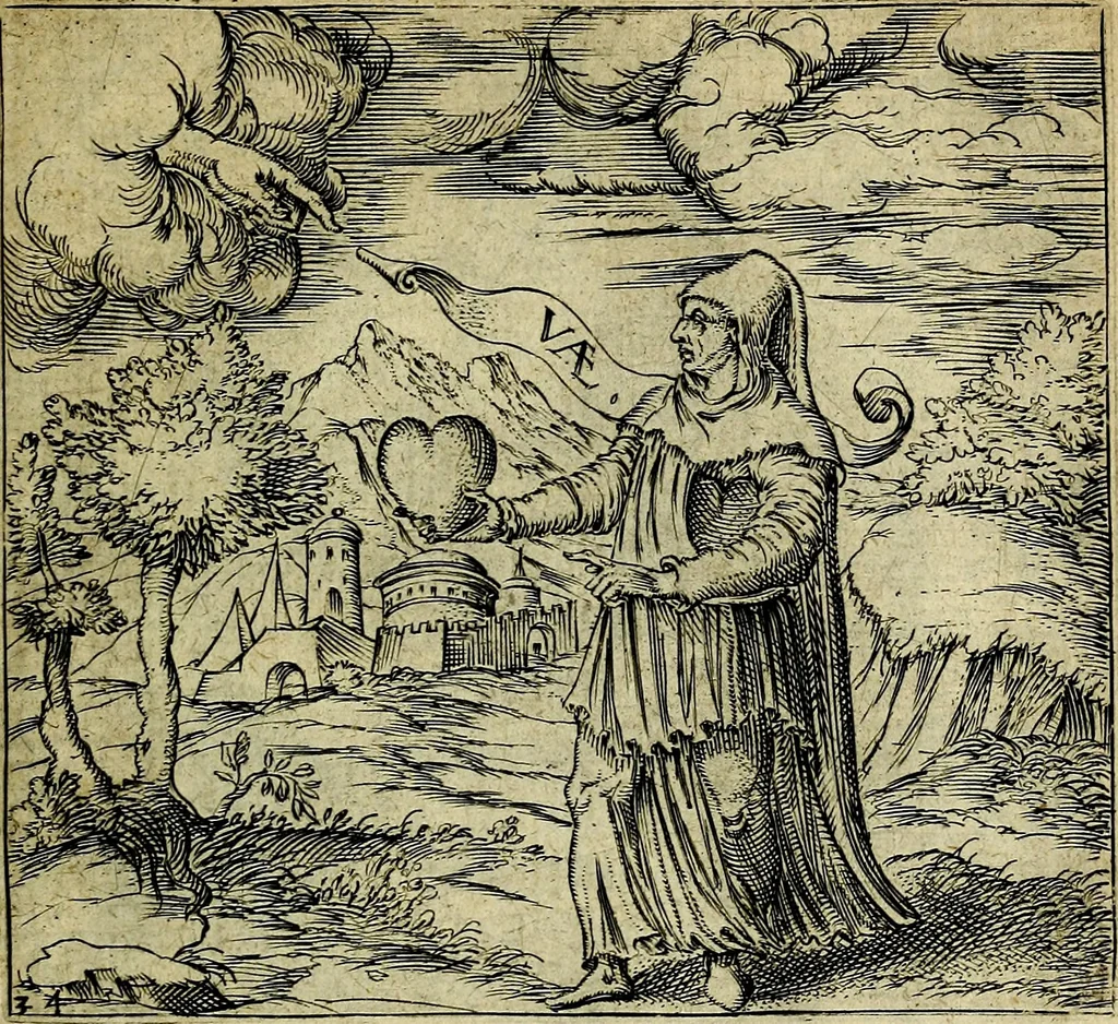 An illustration from Georgiae Montaneae, nobilis Gallae, Emblematum christianorum centuria : cum eorundem latina interpretatione = Cent emblemes chrestiens, 1584, leaf 82