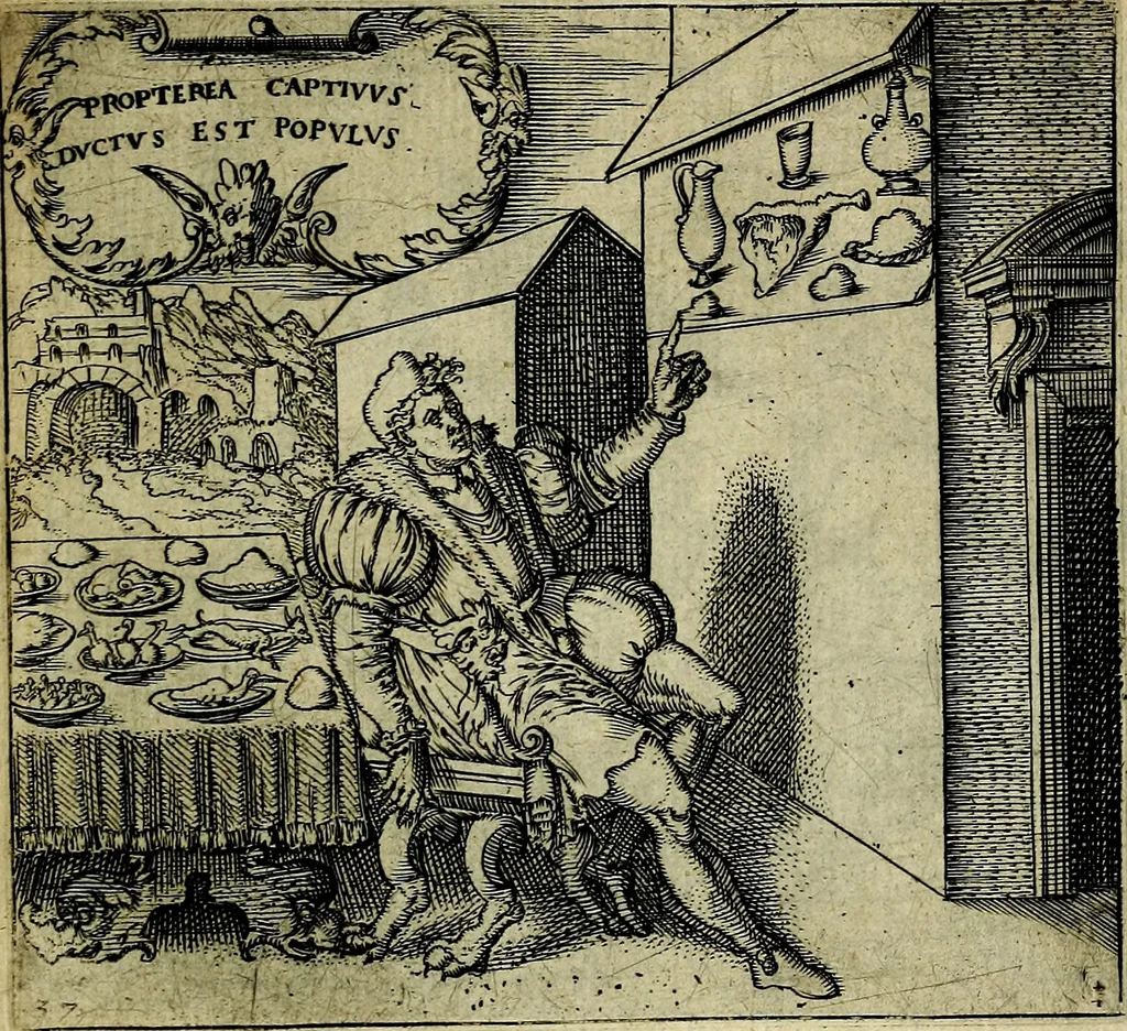 An illustration from Georgiae Montaneae, nobilis Gallae, Emblematum christianorum centuria : cum eorundem latina interpretatione = Cent emblemes chrestiens, 1584, leaf 88