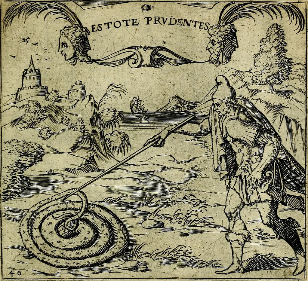 An illustration from Georgiae Montaneae, nobilis Gallae, Emblematum christianorum centuria : cum eorundem latina interpretatione = Cent emblemes chrestiens, 1584, leaf 94