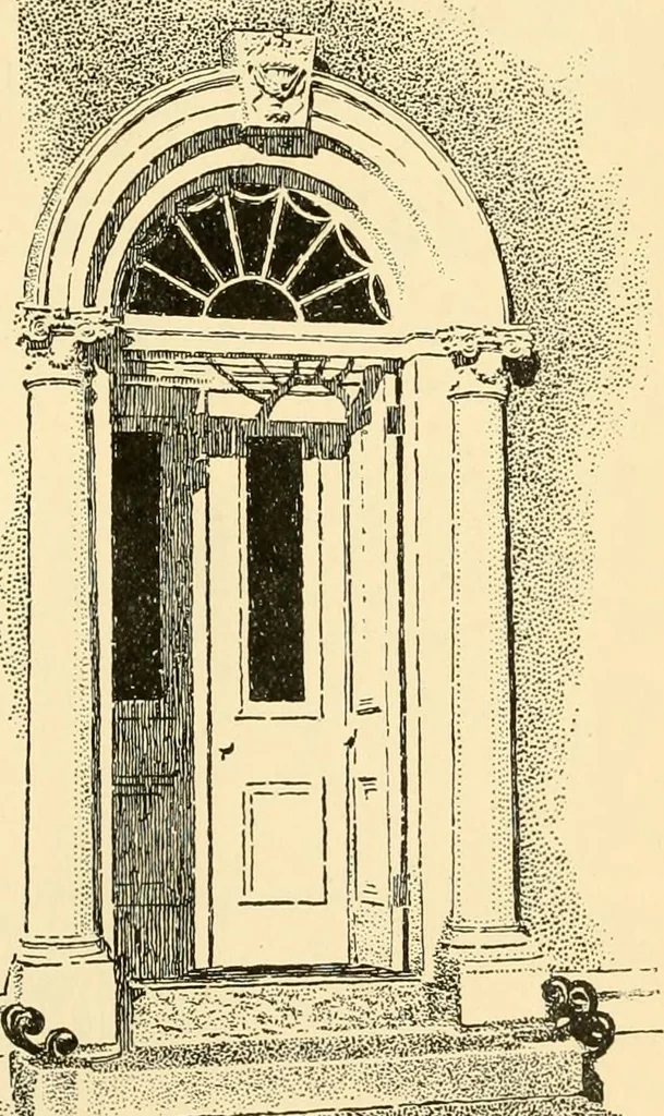 An illustration from Georgian : a pattern of spoons, forks and all other pieces of table flat ware is partly shown in this book, in which is also given an account of the chief events of the War of the Revolution and the acts of oppression which preceded and provoked it ; to which are added sundry pictures of places and things identified with this momentous conflict ..., 1899, leaf 39