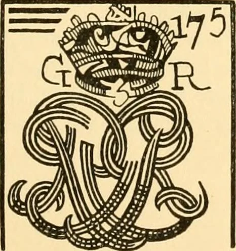 An illustration from Georgian : a pattern of spoons, forks and all other pieces of table flat ware is partly shown in this book, in which is also given an account of the chief events of the War of the Revolution and the acts of oppression which preceded and provoked it ; to which are added sundry pictures of places and things identified with this momentous conflict ..., 1899, leaf 5