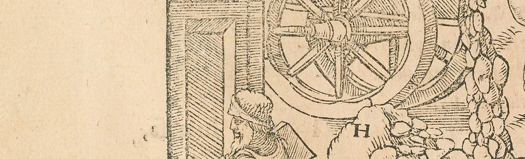 An illustration from Georgii Agricolae De re metallica libri XII quibus officia, instrumenta, machinae, ac omnia deni[que] ad metallicam spectantia, non modo luculentissimè describuntur, sed & per effigies, suis locis insertas, adiunctis latinis, germanicis[que] appellationibus ita ob oculos ponuntur, ut clarius tradi non possint : eiusdem de animantibus subterraneis liber, ab autore recognitus, cum indicibus diuersis, quicquid in opere tractatum est, pulchrè demonstrantibus, 1556, leaf 148