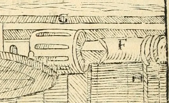 An illustration from Georgii Agricolae De re metallica libri XII. qvibus officia, instrumenta, machinae, ac omnia deni ad metallicam spectantia, non modo luculentissimè describuntur, sed & per effigies, suis locis insertas, adiunctis latinis, germanicis appellationibus ita ob oculos ponuntur, ut clarius tradi non possint. Eivsdem De animantibvs svbterraneis liber, ab autore recognitus: cum indicibus diuersis, quicqiuid in opere tractatum est, pulchré demonstrantibus, 1556, leaf 139