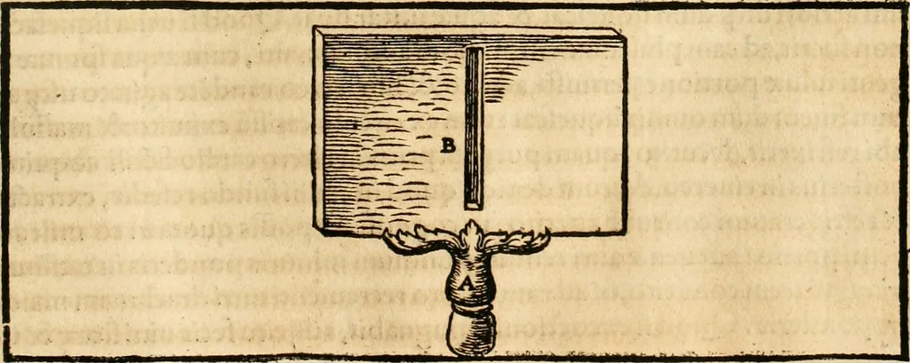 An illustration from Georgii Agricolae De re metallica libri XII. qvibus officia, instrumenta, machinae, ac omnia deni ad metallicam spectantia, non modo luculentissimè describuntur, sed & per effigies, suis locis insertas, adiunctis latinis, germanicis appellationibus ita ob oculos ponuntur, ut clarius tradi non possint. Eivsdem De animantibvs svbterraneis liber, ab autore recognitus: cum indicibus diuersis, quicqiuid in opere tractatum est, pulchré demonstrantibus, 1556, leaf 208