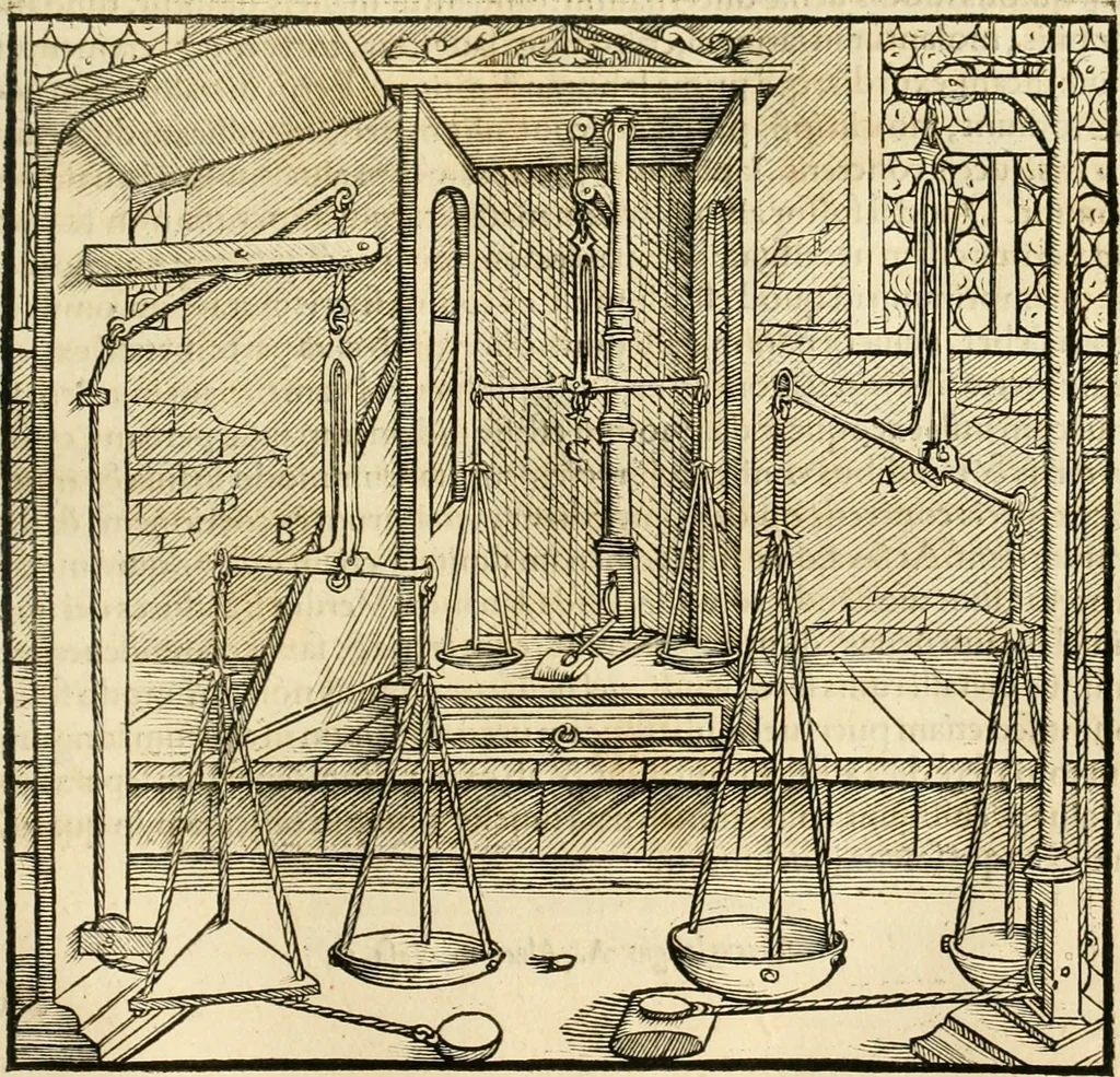 An illustration from Georgii Agricolae De re metallica libri XII. qvibus officia, instrumenta, machinae, ac omnia deni ad metallicam spectantia, non modo luculentissimè describuntur, sed & per effigies, suis locis insertas, adiunctis latinis, germanicis appellationibus ita ob oculos ponuntur, ut clarius tradi non possint. Eivsdem De animantibvs svbterraneis liber, ab autore recognitus: cum indicibus diuersis, quicqiuid in opere tractatum est, pulchré demonstrantibus, 1556, leaf 226