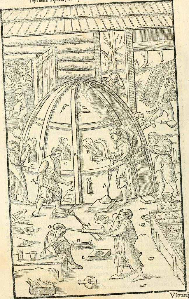 An illustration from Georgii Agricolae De re metallica libri XII. qvibus officia, instrumenta, machinae, ac omnia deni ad metallicam spectantia, non modo luculentissimè describuntur, sed & per effigies, suis locis insertas, adiunctis latinis, germanicis appellationibus ita ob oculos ponuntur, ut clarius tradi non possint. Eivsdem De animantibvs svbterraneis liber, ab autore recognitus: cum indicibus diuersis, quicqiuid in opere tractatum est, pulchré demonstrantibus, 1556, leaf 495
