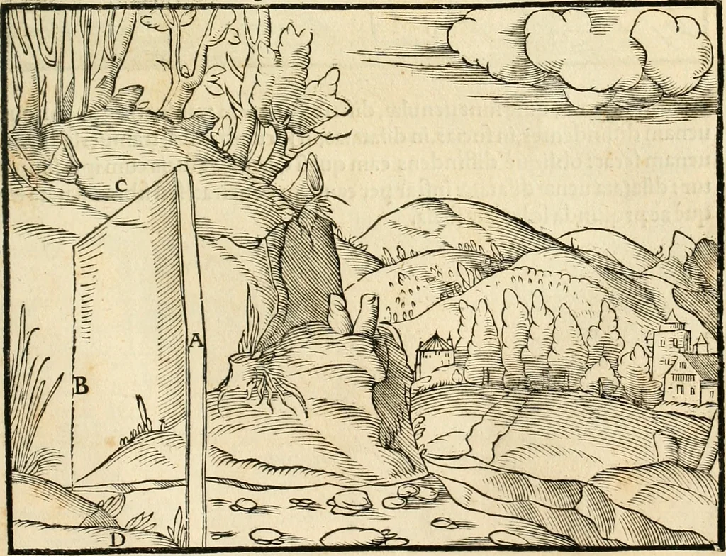 An illustration from Georgii Agricolae De re metallica libri XII. qvibus officia, instrumenta, machinae, ac omnia deni ad metallicam spectantia, non modo luculentissimè describuntur, sed & per effigies, suis locis insertas, adiunctis latinis, germanicis appellationibus ita ob oculos ponuntur, ut clarius tradi non possint. Eivsdem De animantibvs svbterraneis liber, ab autore recognitus: cum indicibus diuersis, quicqiuid in opere tractatum est, pulchré demonstrantibus, 1556, leaf 64
