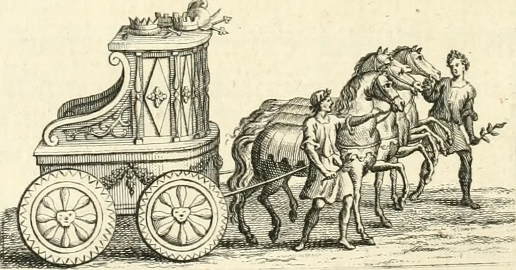 An illustration from Germana quaedam antiquitatis eruditae monumenta : quibus Romanorum veterum ritus varii tam sacri quam profani, tum Graecorum atque Aegyptiorum nonnulli illustrantur, 1745, leaf 187