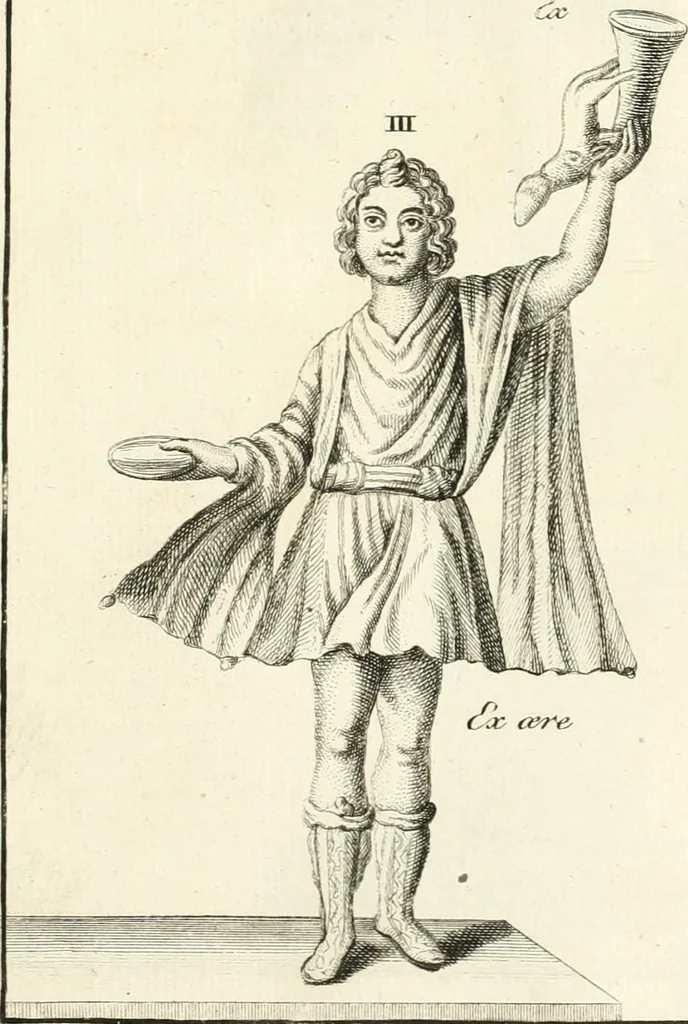 An illustration from Germana quaedam antiquitatis eruditae monumenta : quibus Romanorum veterum ritus varii tam sacri quam profani, tum Graecorum atque Aegyptiorum nonnulli illustrantur, 1745, leaf 310
