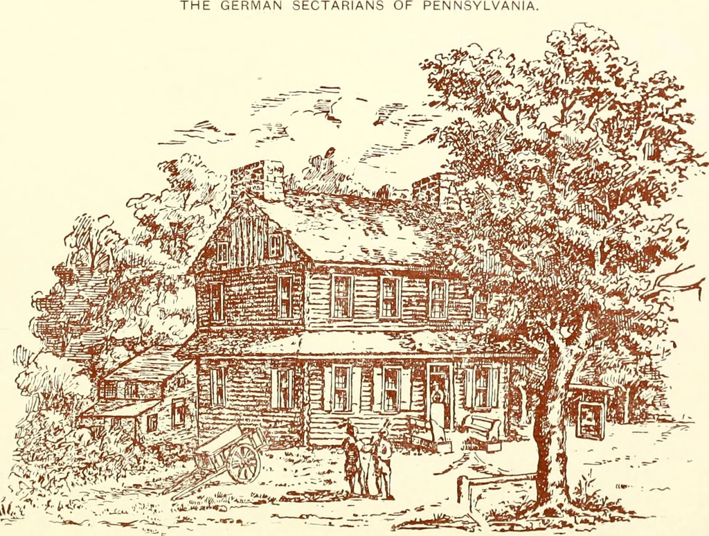 An illustration from The German sectarians of Pennsylvania : a critical and legendary history of the Ephrata Cloister and the Dunkers, 1899, leaf 246