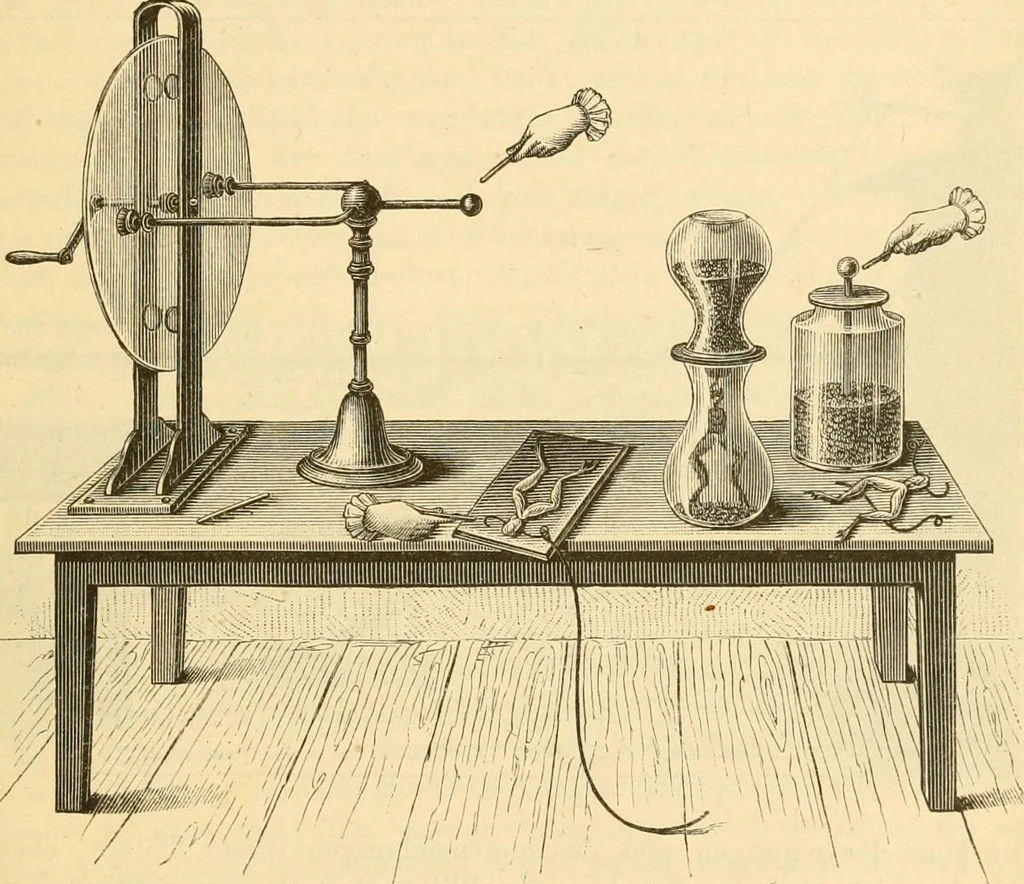 An illustration from Die geschichte der physik in grundzügen; mit synchronistischen tabellen der mathematik, der chemie und beschreibenden naturwissenschaften sowie der allgemeinen geschichte, 1882, leaf 96