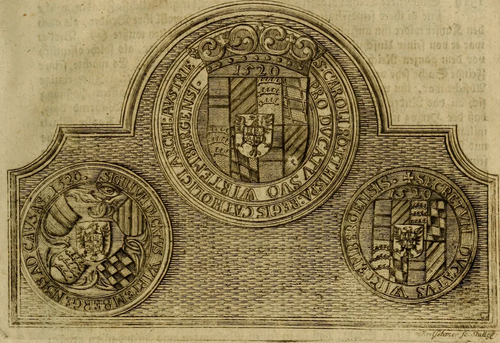 An illustration from Geschichte des Herzogthums Würtenberg unter der Regierung der Herzogen, 1764, leaf 12