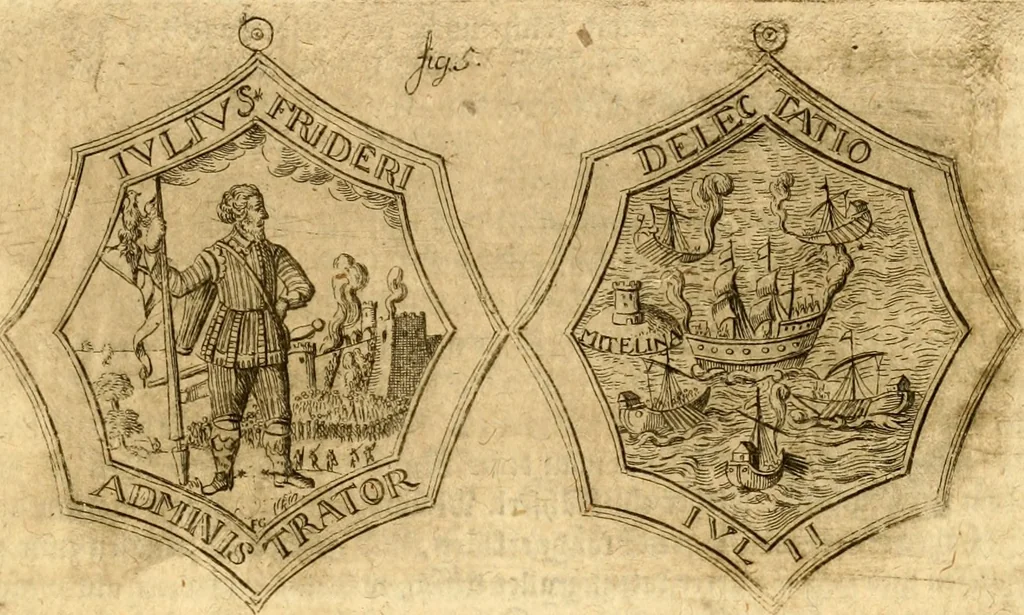 An illustration from Geschichte des Herzogthums Würtenberg unter der Regierung der Herzogen, 1764, leaf 28