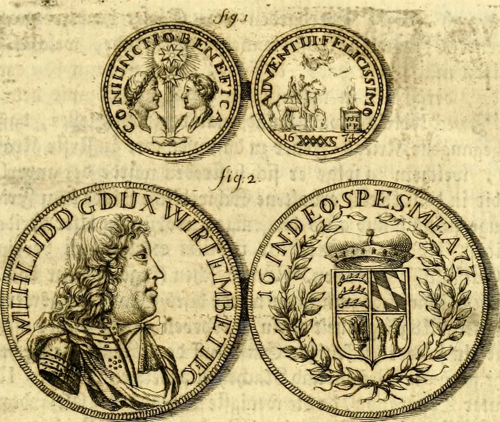 An illustration from Geschichte des Herzogthums Würtenberg unter der Regierung der Herzogen, 1764, leaf 14