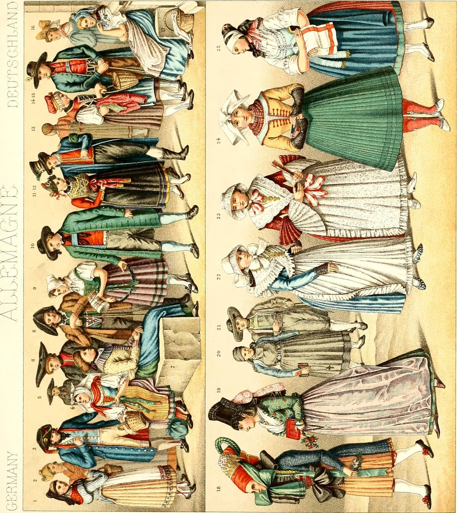 An illustration from Geschichte des kostüms in chronologischer entwicklung von A. Racinet, 1888, leaf 121