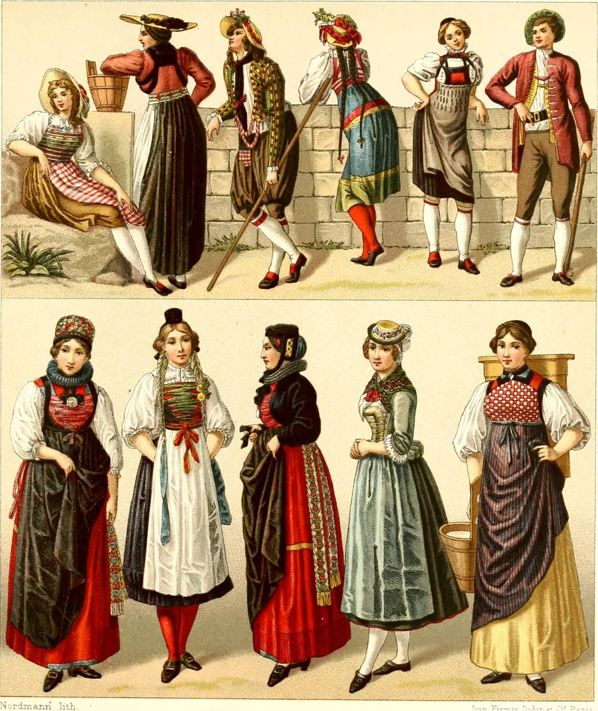 An illustration from Geschichte des kostüms in chronologischer entwicklung von A. Racinet, 1888, leaf 131