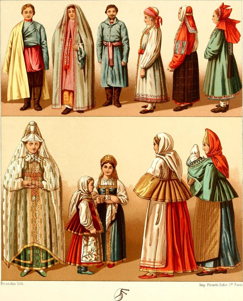 An illustration from Geschichte des kostüms in chronologischer entwicklung von A. Racinet, 1888, leaf 153