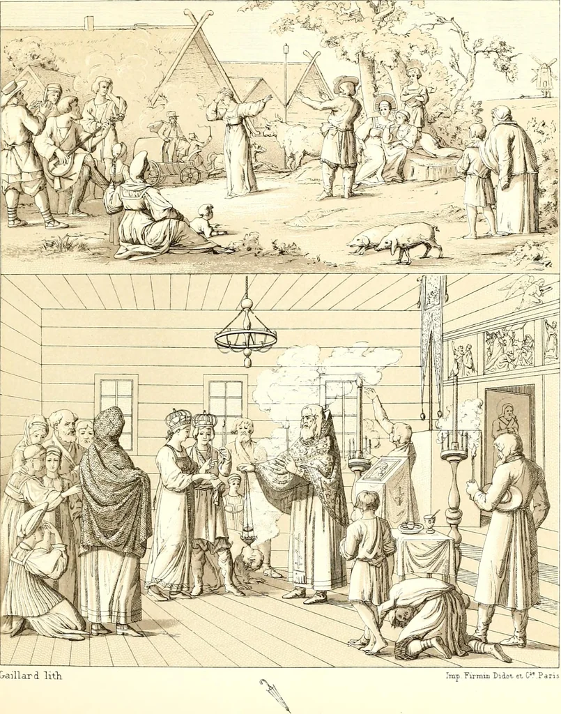 An illustration from Geschichte des kostüms in chronologischer entwicklung von A. Racinet, 1888, leaf 169