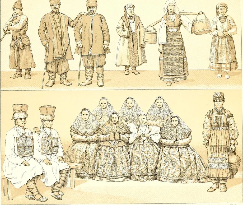 An illustration from Geschichte des kostüms in chronologischer entwicklung von A. Racinet, 1888, leaf 173
