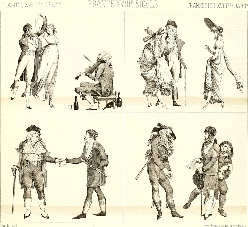 An illustration from Geschichte des kostüms in chronologischer entwicklung von A. Racinet, 1888, leaf 21