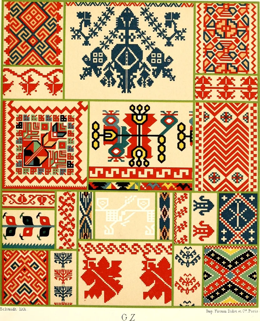 An illustration from Geschichte des kostüms in chronologischer entwicklung von A. Racinet, 1888, leaf 225