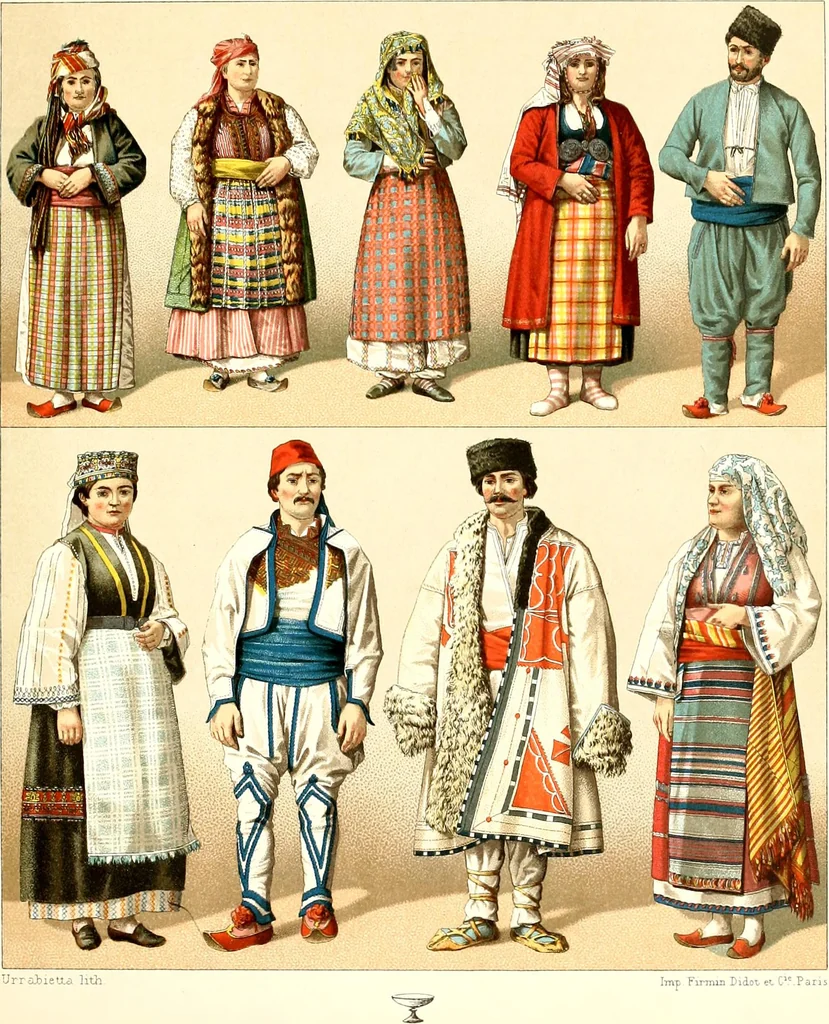 An illustration from Geschichte des kostüms in chronologischer entwicklung von A. Racinet, 1888, leaf 231